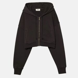 BABYDOLL CROP ZIP HOODIE LARGE VINTAGE BLACK